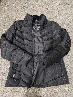 Nautica Women’s Puffer Jacket Black Size M Full Zip